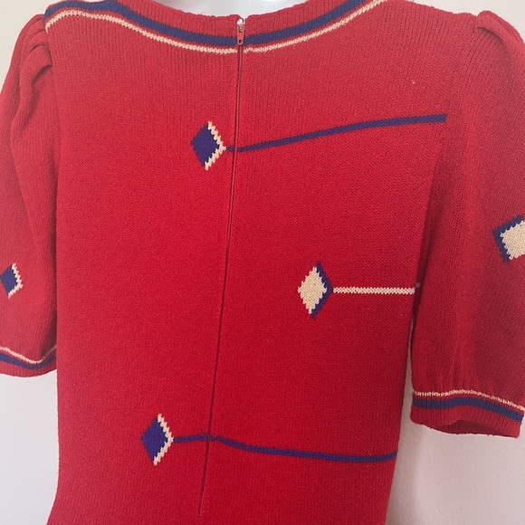 ADOLFO NEW YORK Vintage Knit geo patterned dress - Picture 7 of 9